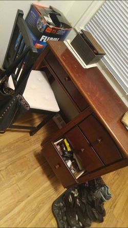 Solid wood desk with chair