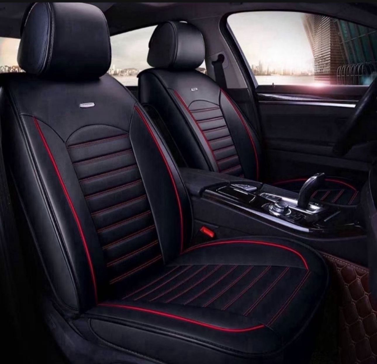 Universal Leather Car Seat Covers 5 Seat Full Set Automotive Seat Protector Replacement Compatible with Most Honda Toyota Chevy Ford Nissan Vehicles,