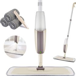 Spray Mop for Floor Cleaning, HOMTOYOU Floor Mop with a Refillable Bottle and 3 Washable Microfiber Pads, Spray Dry Wet Mop for Home Kitchen Hardwood 