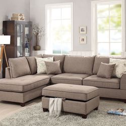 MOCHA DORIS FABRIC REVERSIBLE STORAGE- SILLON SECCIONAL