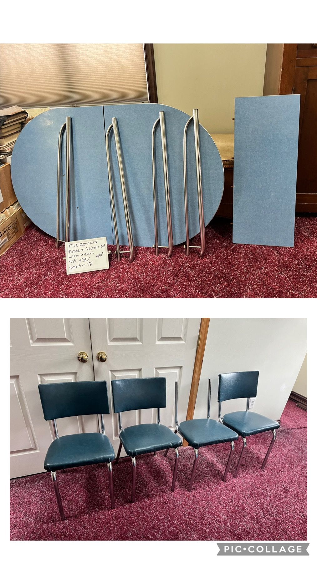 Mid Century Formica / Metal Table and Chairs