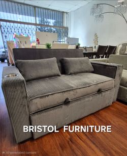 😎  Sofa Bed Loveseat, Dark Gray Color, Corduroy Fabric, New in the Box.