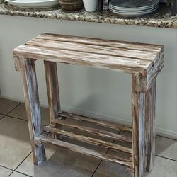 30"H X 30"W X 12"D (3 Planks) 🌱 Solid Wood Console/Buffet/TV/Garden Table with Shelf ::: Distressed Havana Coffee/Cream