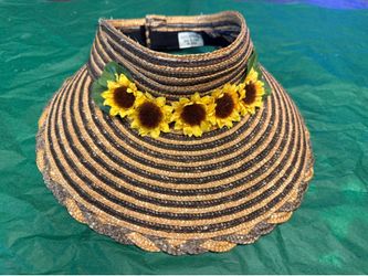 Straw Hat / Sun Visor with Sunflowers