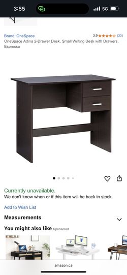 One Space 2 Drawer Writing Desk