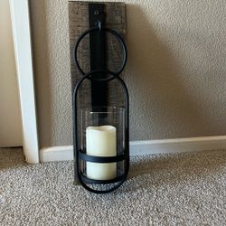 2 Metal/Wood Sconces For Candles