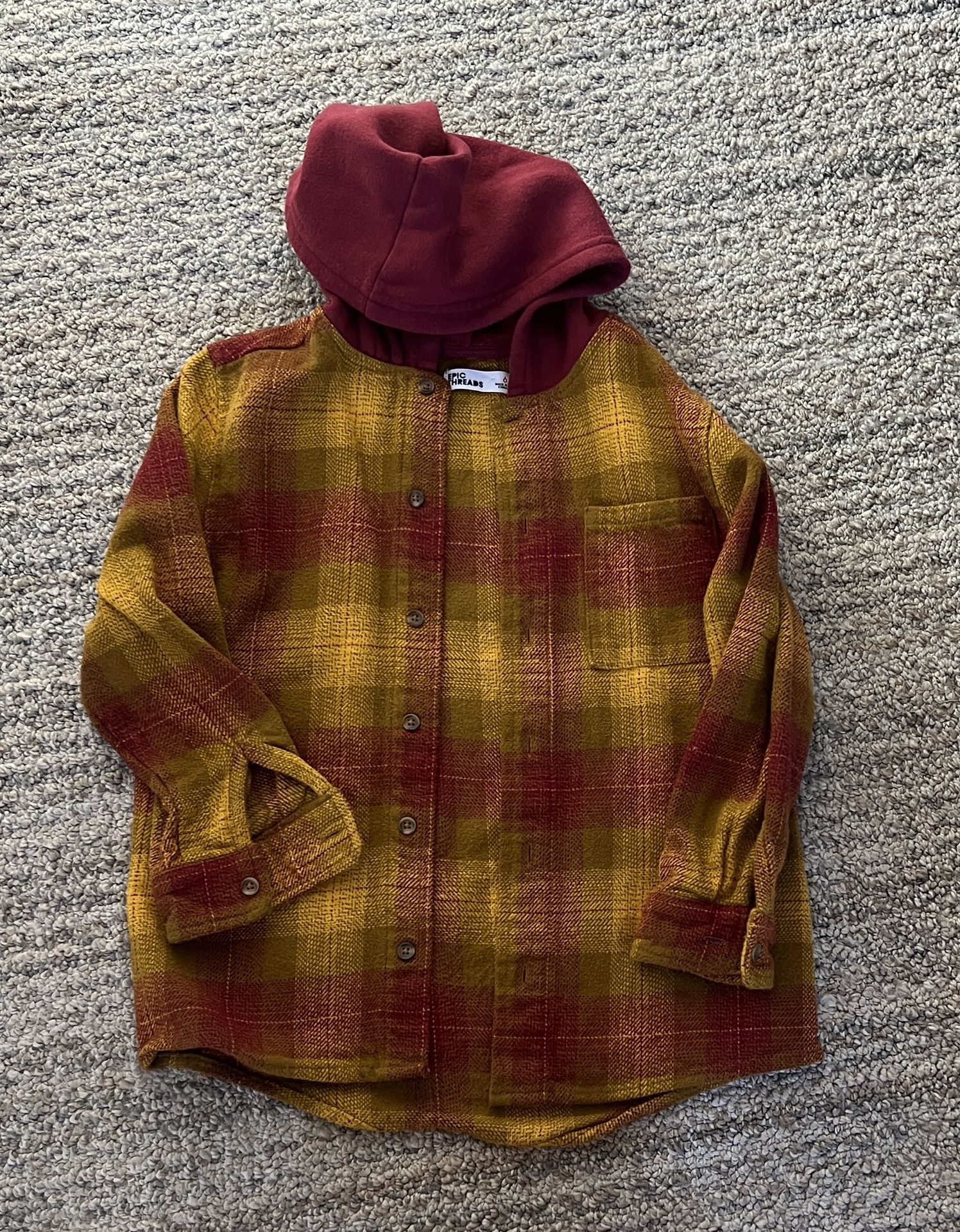Plaid Button Up Hoodie