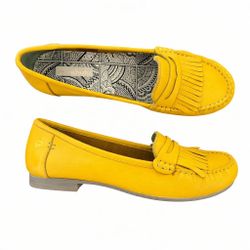 Moshulu NIB Fringed Yellow Leather Loafers/Moccasins size 41