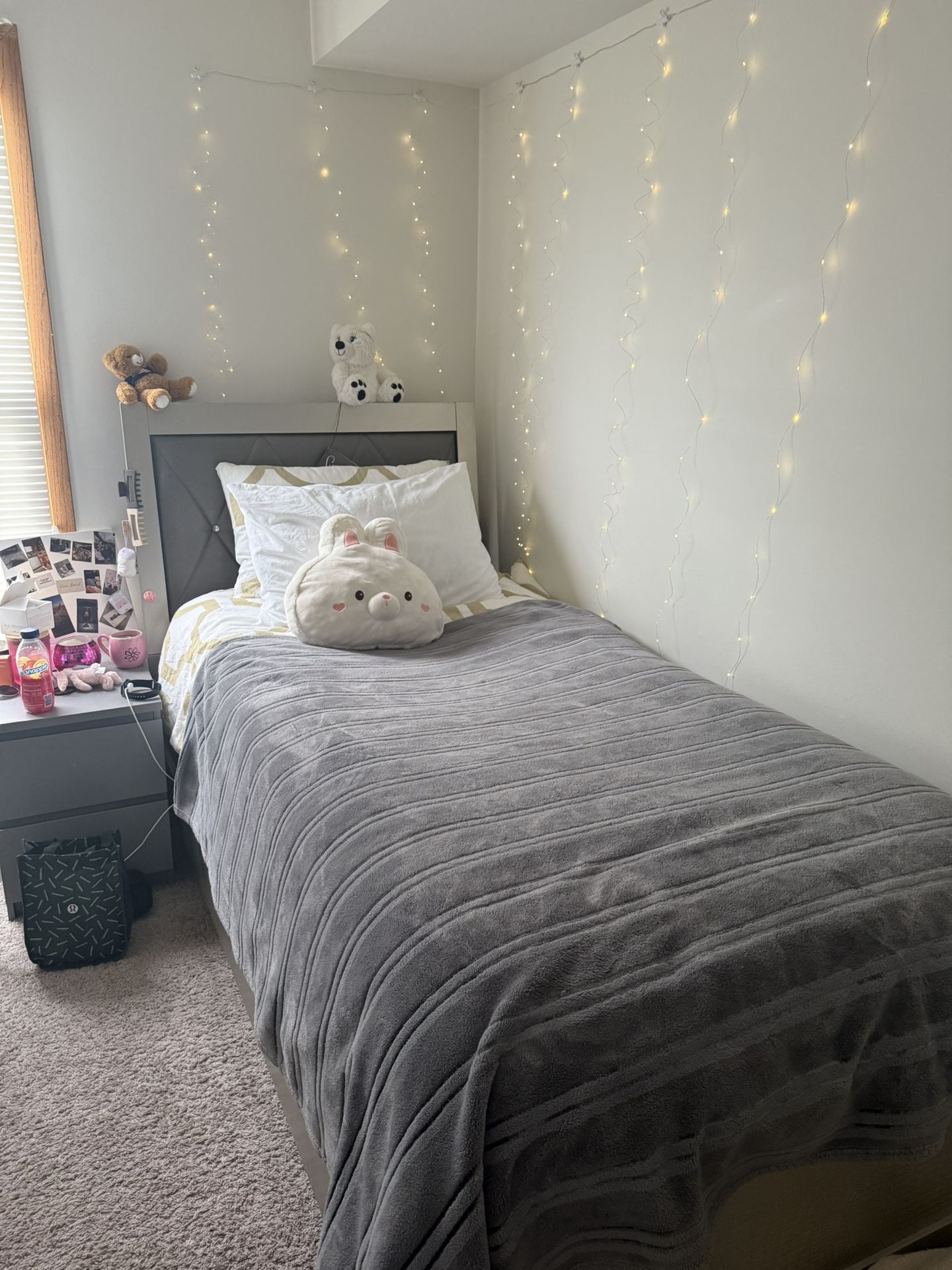Ashley "Olivet" Silver Twin Bed - Good Condition + Mattress Included - $250