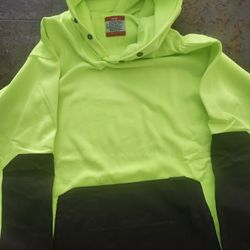 Knox Mens Pullover Hoodie Neon Green With Black Patches