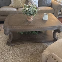 Weathered Oak Coffee Table, 2 End Tables