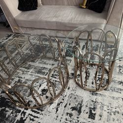     Modern gold nesting coffee tables 