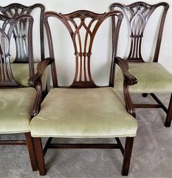 Set/4 Antique English Chippendale Georgian Style Mahogany Dining Side Chairs Upholstered 19.8.14 c1