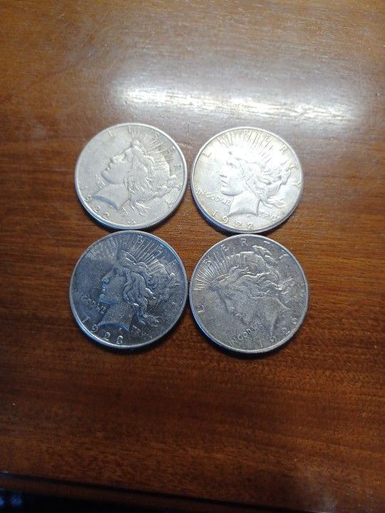 4 Silver Peace Dollars