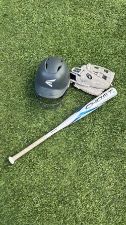 Youth Softball Girls Easton Bat 29 inch, Helmet and Rawlings Glove