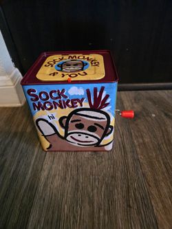 Vintage Schylling Sock Monkey Jack in the Box
