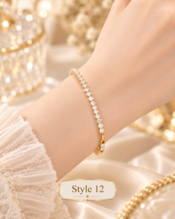 ✨ Style 12 – Women's Elegant Gold-Tone Cubic Zirconia Tennis Bracelet