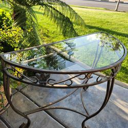 Beautiful Metal And Glass Entryway Console Table In Excellent Condition! 