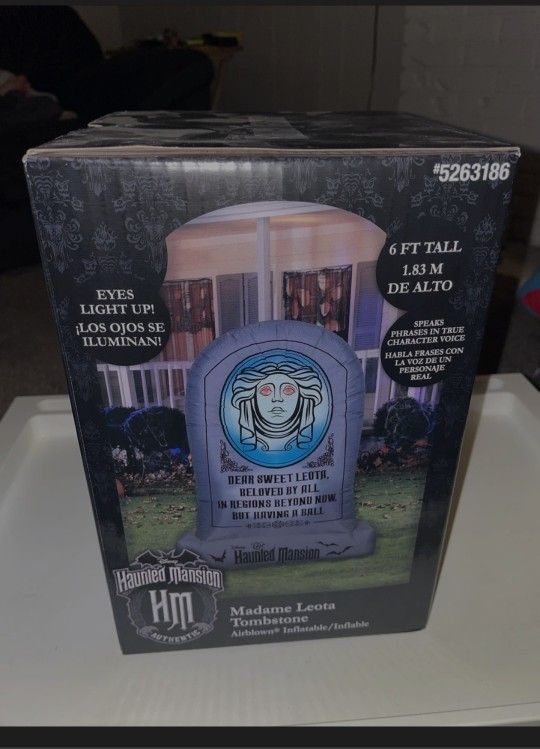 2023 Haunted Mansion Madame Leota 6ft Inflatable Tombstone Lights Sounds