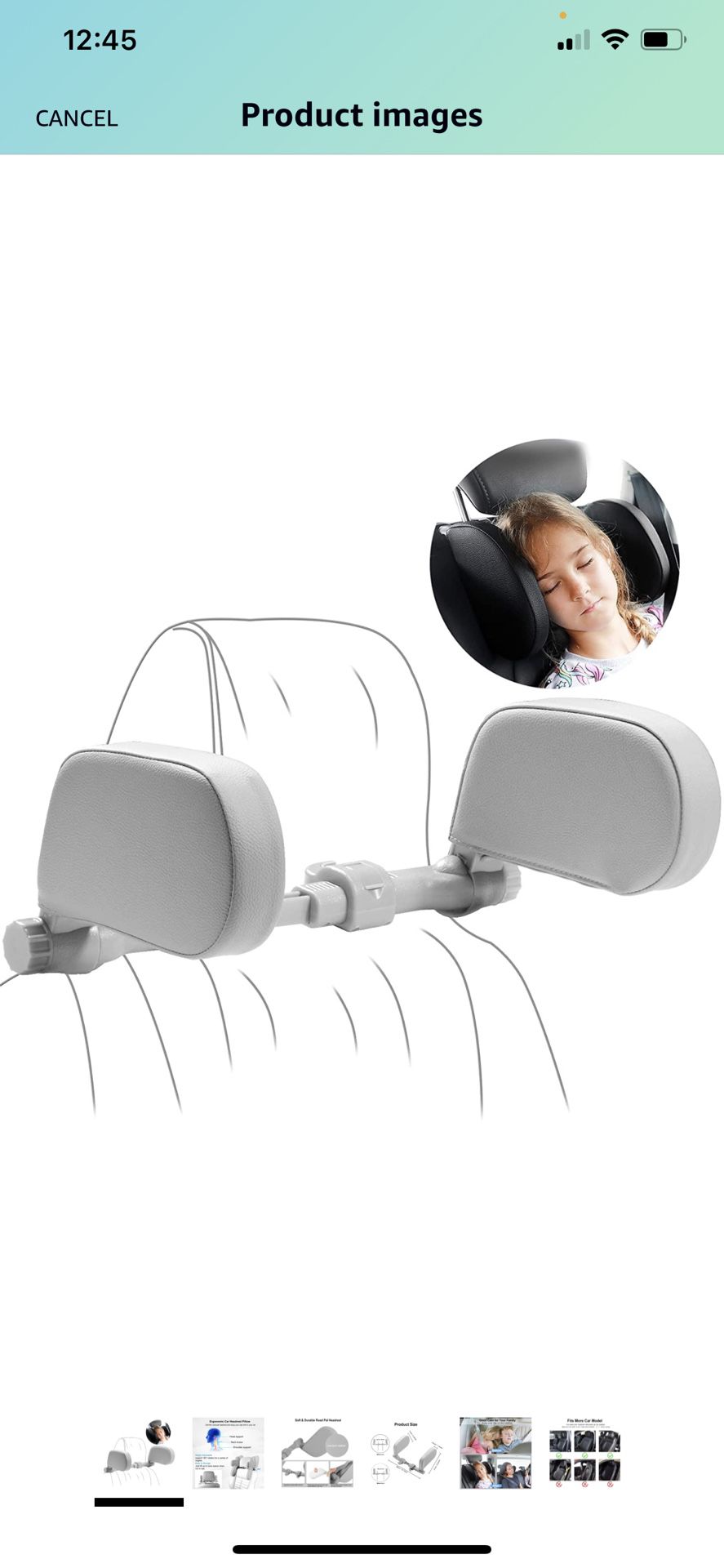 Yoocaa Car Headrest Pillow, Road Pal Headrest, Adjustable Car Seat Head Neck Support, U Shaped Car Sleeping Pillow for Kids & Adults, Grey