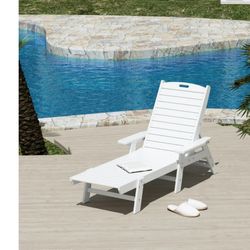 WestinTrends Malibu Chaise Lounge Outdoor, All Weather Poly Lumber Patio Pool Lounge Chairs with 5 Positions Backrest, White a para exteriores, de mad