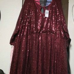 Torrid BNWT Beautiful Dark Red Sequined Cocktail Dress Size 6