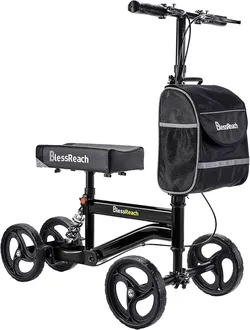 BlessReach Knee Scooter Walker for Adults Foot Injuries Ankle Surgery, Knee Scooters for Adult, Foldable Steerable with Dual Handbrake, Height Adjusta