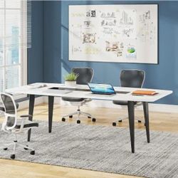 Tribesigns 6FT Conference Table, 70.86L x 35.43W x 29.52H Inches Boat Shaped Meeting Table, Modern Seminar Table for Office Meeting Conference Room (6