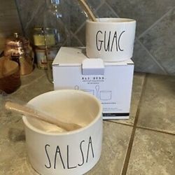 Rae Dunn Guac And Salsa Bowl Set