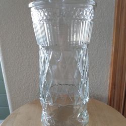 Vintage cut glass flower vase- large size