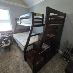 Twin Full Bunkbed with Storage Stairs