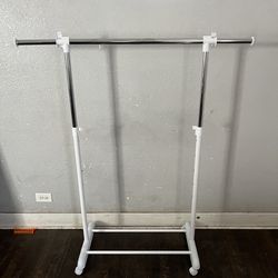 Mainstays Adjustable Metal Rolling Garment Clothes Rack, Chrome & White