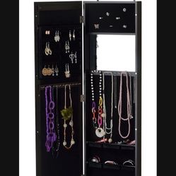 Jewelry Armoire With Decorative Mirror