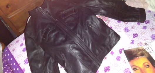 Girls Black Leather Jacket - Small