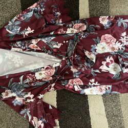 Womens Silk Floral Robe 