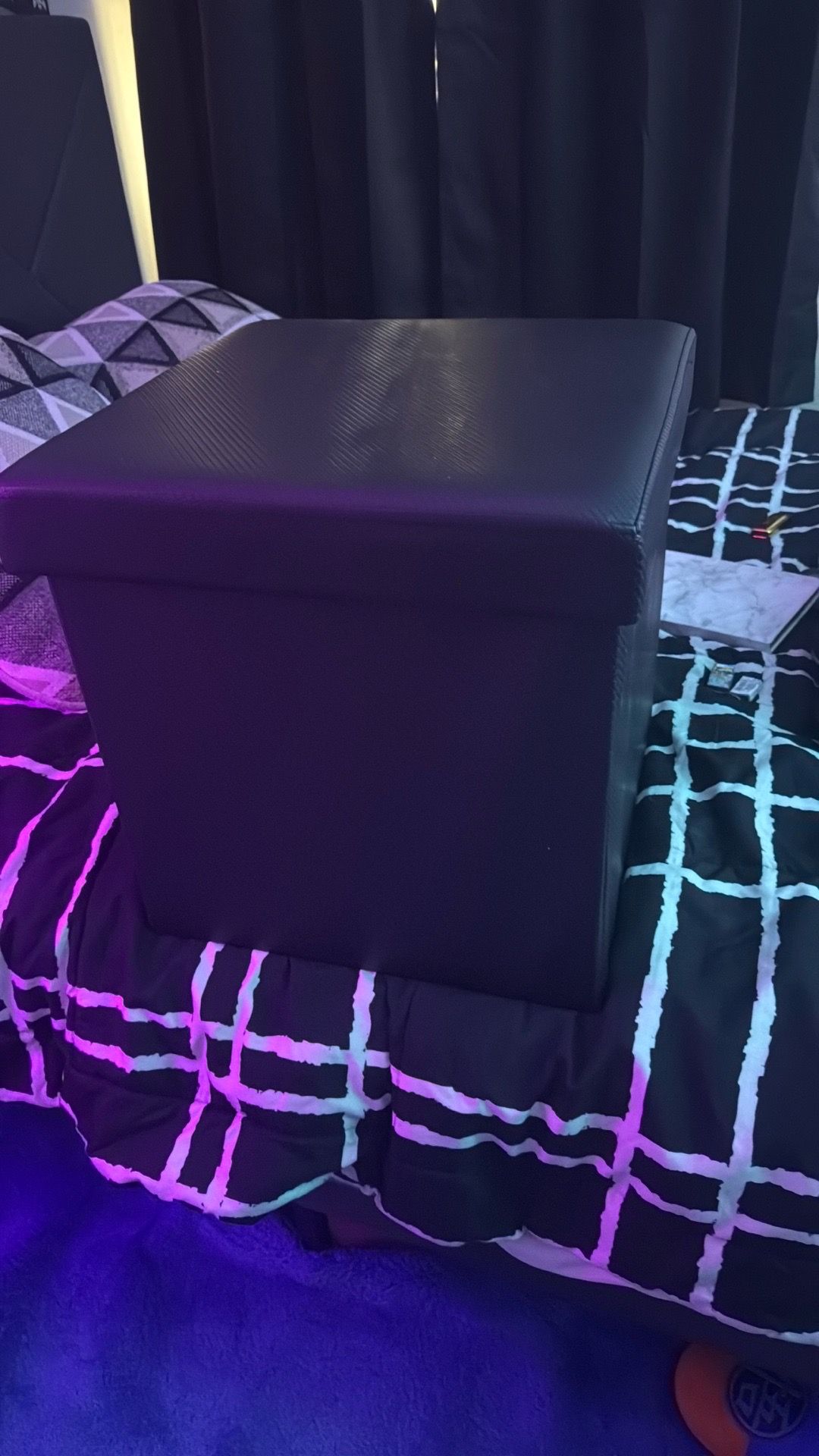 Black Foldable Storage Ottoman Cube – Great Condition