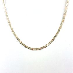 14K Tricolor Gold Solid Valentino Necklace | 24 Inches, 4mm