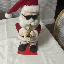Santa Plush Playing Saxophone Animated Musical 14.5”
