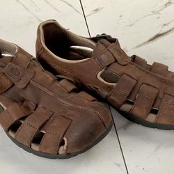 TEVA MENS LEATHER BROWN SANDALS  SIZE 10