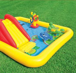 "New " Intex 100" x 77" Inflatable Ocean Play Center Kids Backyard Kiddie Pool & Games