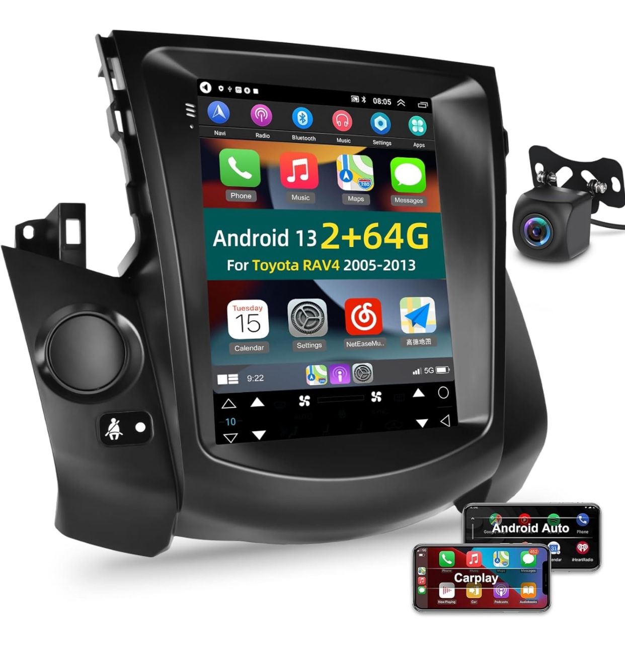💥2G+64GB For Toyota RAV4 2005-2013 9.7" Android 13 Carplay Car Stereo GPS Radio