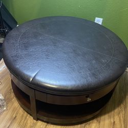 Large Brown Leather Ottoman 