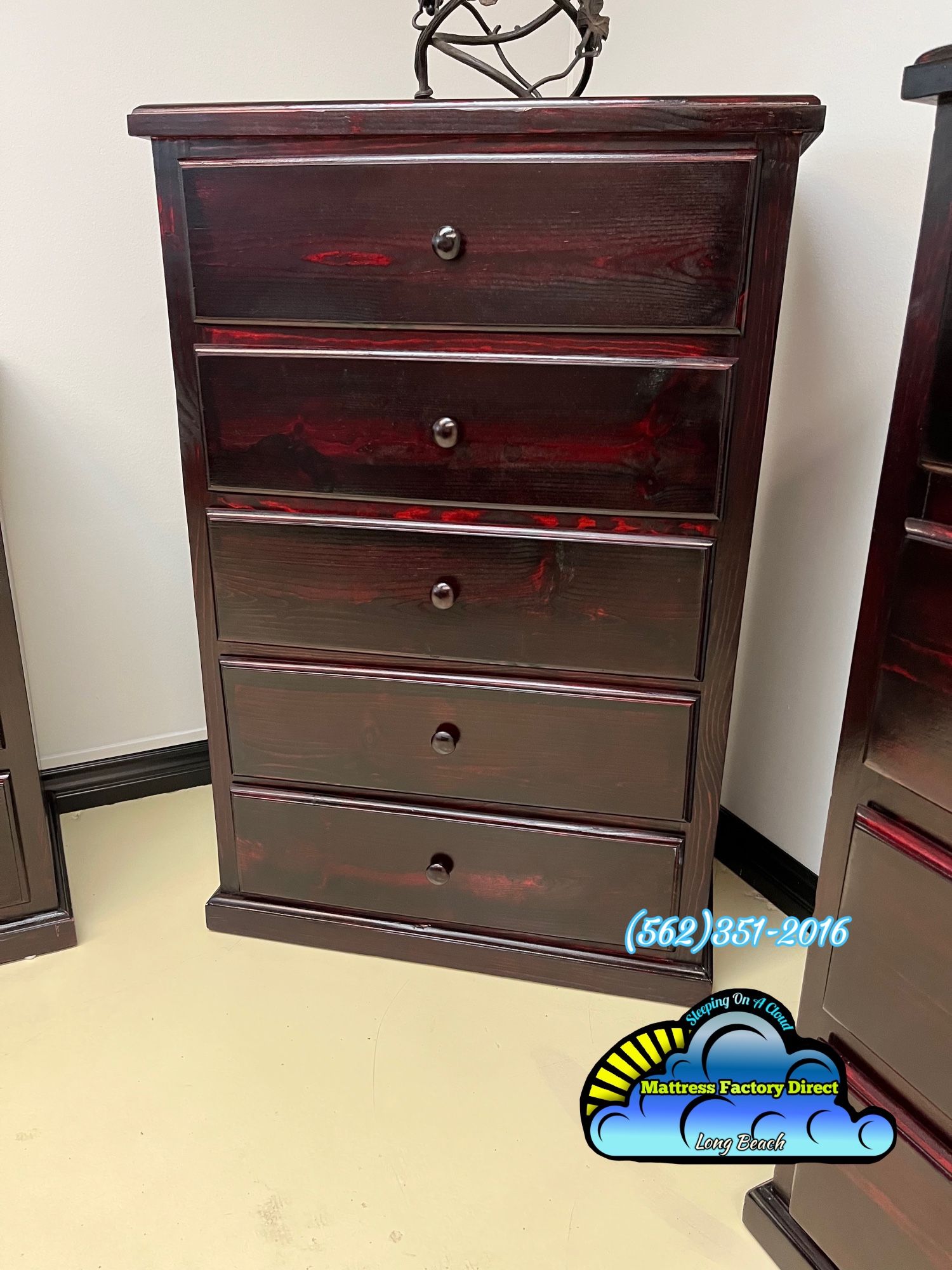Five Drawer Dresser Cherry Pinewood Comoda