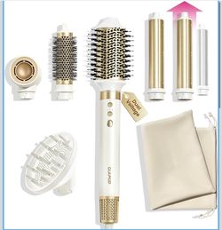 🔥Brand new 🔥 6 in 1 Hot Air Styler, Upgraded Long Barrel, Round Brush, Powerful High Speed Dryer, Tight Grip, Curling Volumizing Gift Set with Trave