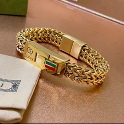 GG Fashion Designer Gold Braided Bracelet 21cm Unisex Brand New in Box with Dust Bag