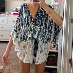Surf Gypsy Navy Blue and White Tie-Dye Romper