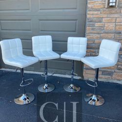 New 4 White Bar Stools 