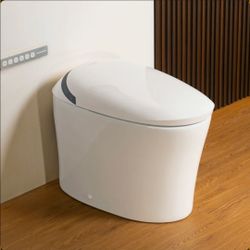 Elongated White Smart Bidet Toilet with Tank 1.08/1. 45GPF Dual Flush, Foot Sensor Flush, ADA Height, Auto Temp Adjust
