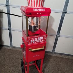 Nostalgia Popcorn Cart (Red) - Clean w/ Extras - Model KPM200CART