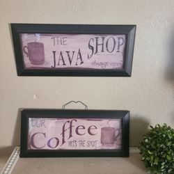 Set of coffee prints. One has a small chip.